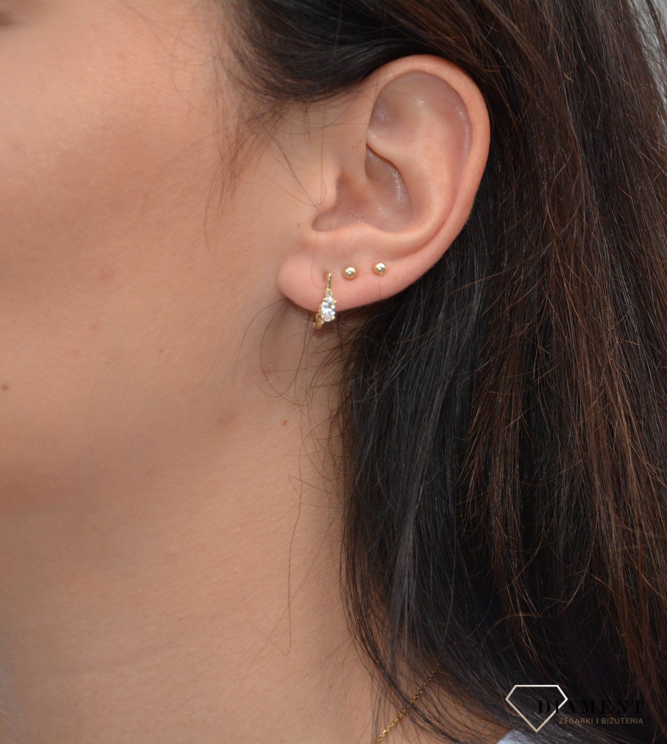 Złote kolczyki dla dziewczynki  z cyrkoniami owalnymi 333.jpg